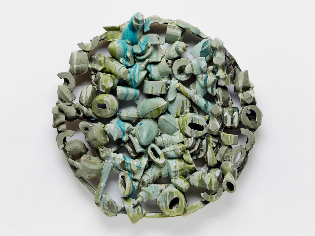 Darcourt_Green Shield stoneware, underglaze, glaze cone 6, 21"h 2018